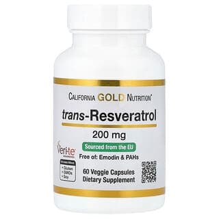 California Gold Nutrition trans-Resveratrol 200 mg, 60 Veggie Capsules