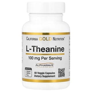 California Gold Nutrition, L-Theanine, Featuring AlphaWave®, 100 mg, 60 Veg Capsules