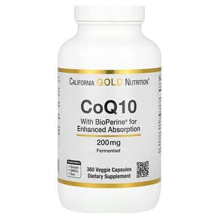 California Gold Nutrition CoQ10 with Bioperine Black Pepper Extract, 200 mg, 360 Veg Capsules