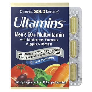 California Gold Nutrition Ultamins Men's 50+ Multivitamin with CoQ10, 60 Veggie Capsules
