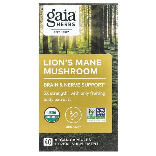 Gaia Herbs Lion's Mane Mushroom, 40 Vegan Capsules