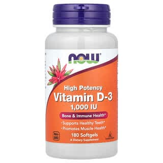 NOW Foods Vitamin D-3, 1000 IU, 180 Softgels