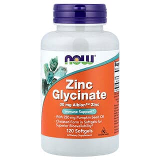 NOW Foods Zinc Glycinate, 120 Softgels