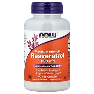 NOW Foods Resveratrol 600mg, 60 Veg Capsules