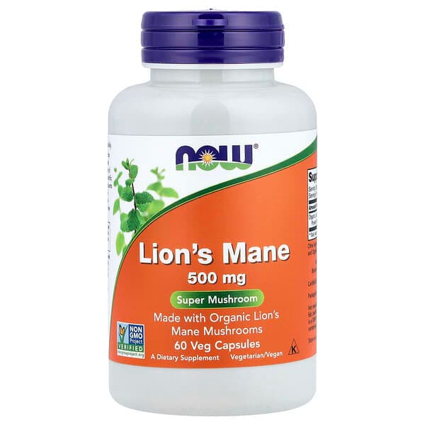 NOW Foods Lion's Mane 500 mg, 60 Veg Capsules