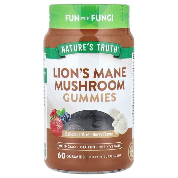 Nature's Truth, Lion's Mane Mushroom Gummies, Delicious Mixed Berry, 60 Gummies