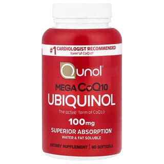 Qunol, Mega CoQ10 Ubiquinol, 100 mg, 60 Capsules