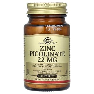 Solgar Zinc Picolinate 22 mg, 100 Tablets