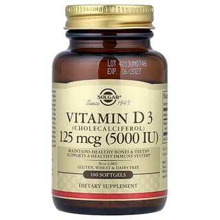 Solgar Vitamin D3 (Cholecalciferol) 5,000 IU Softgels, 100 Count