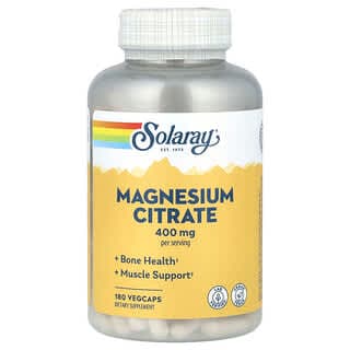 Solaray Magnesium Citrate VegCaps, 180 Count