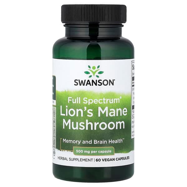 Swanson, Full Spectrum® Lion's Mane Mushroom, 500 mg, 60 Vegan Capsules