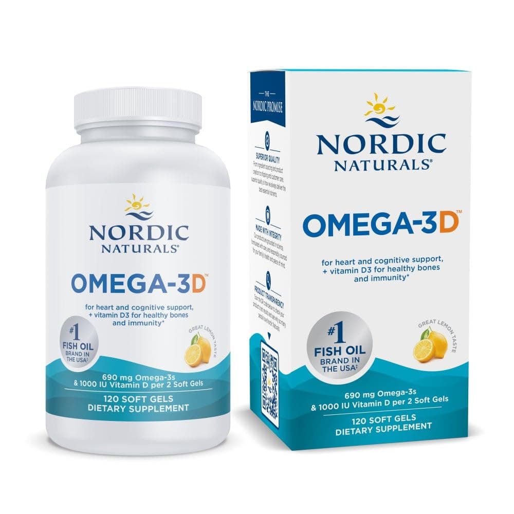 Nordic Naturals Omega-3D Lemon Flavor, 120 Soft Gels