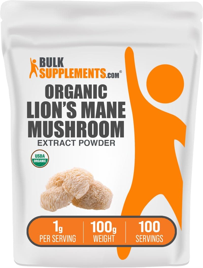 BulkSupplements Organic Lion's Mane Mushroom Extract Powder, 100g