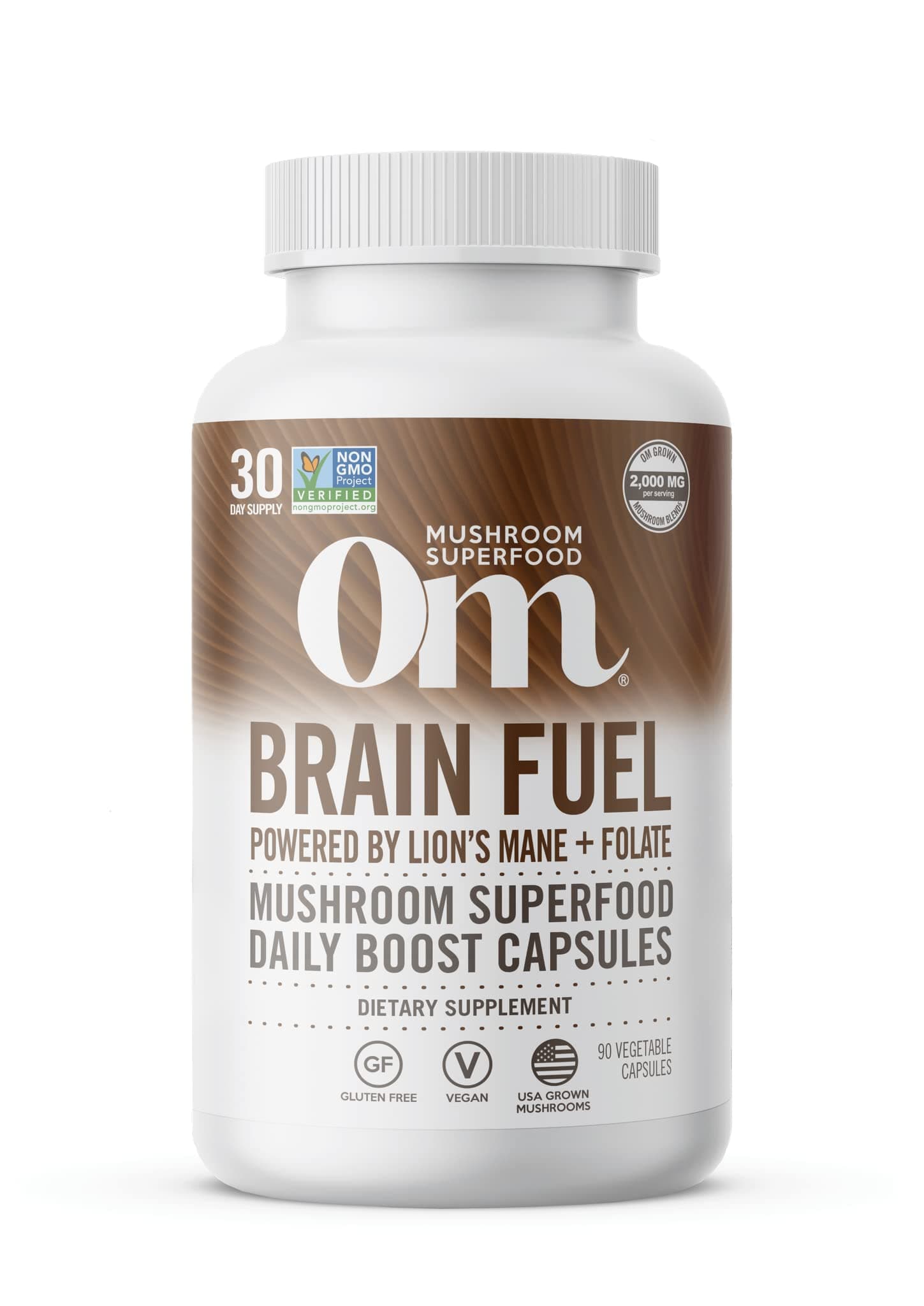 OM MUSHROOM SUPERFOOD Brain Fuel Mushroom Powder Capsules, 90 Count
