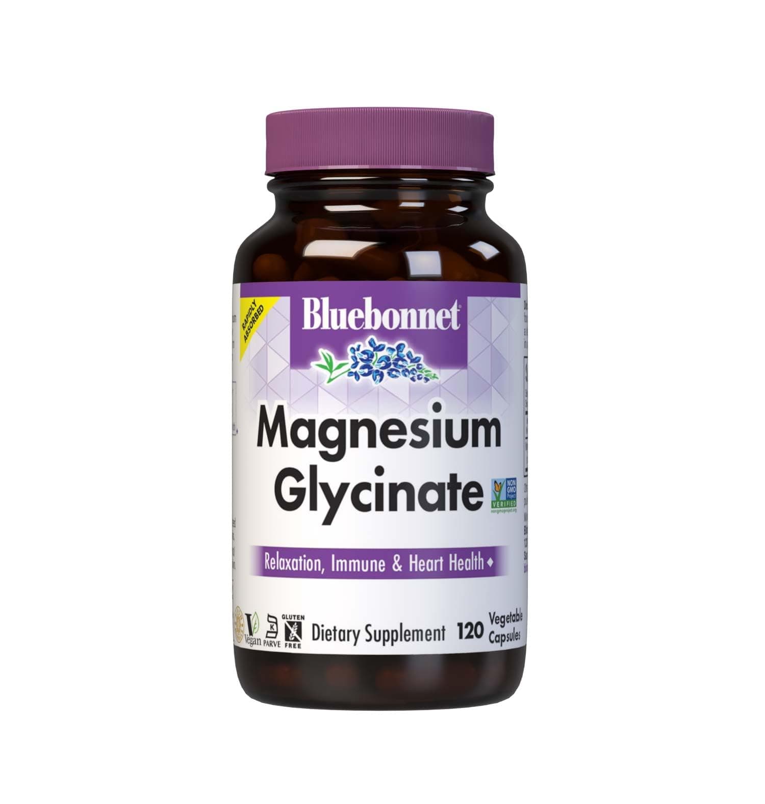BlueBonnet Nutrition Magnesium Glycinate 400mg Veggie Capsules, 120 Count