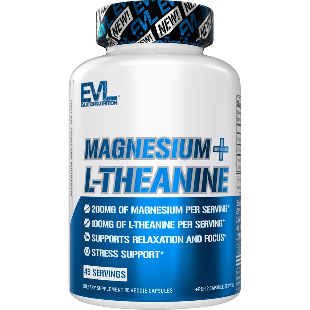 Evlution Nutrition Magnesium + L-Theanine Veggie Capsules, 90 Count