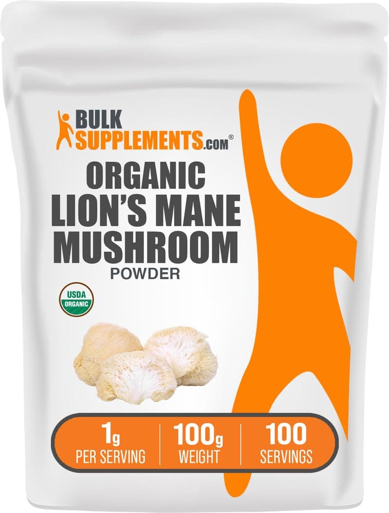 BulkSupplements Organic Lions Mane Mushroom Powder, 100g