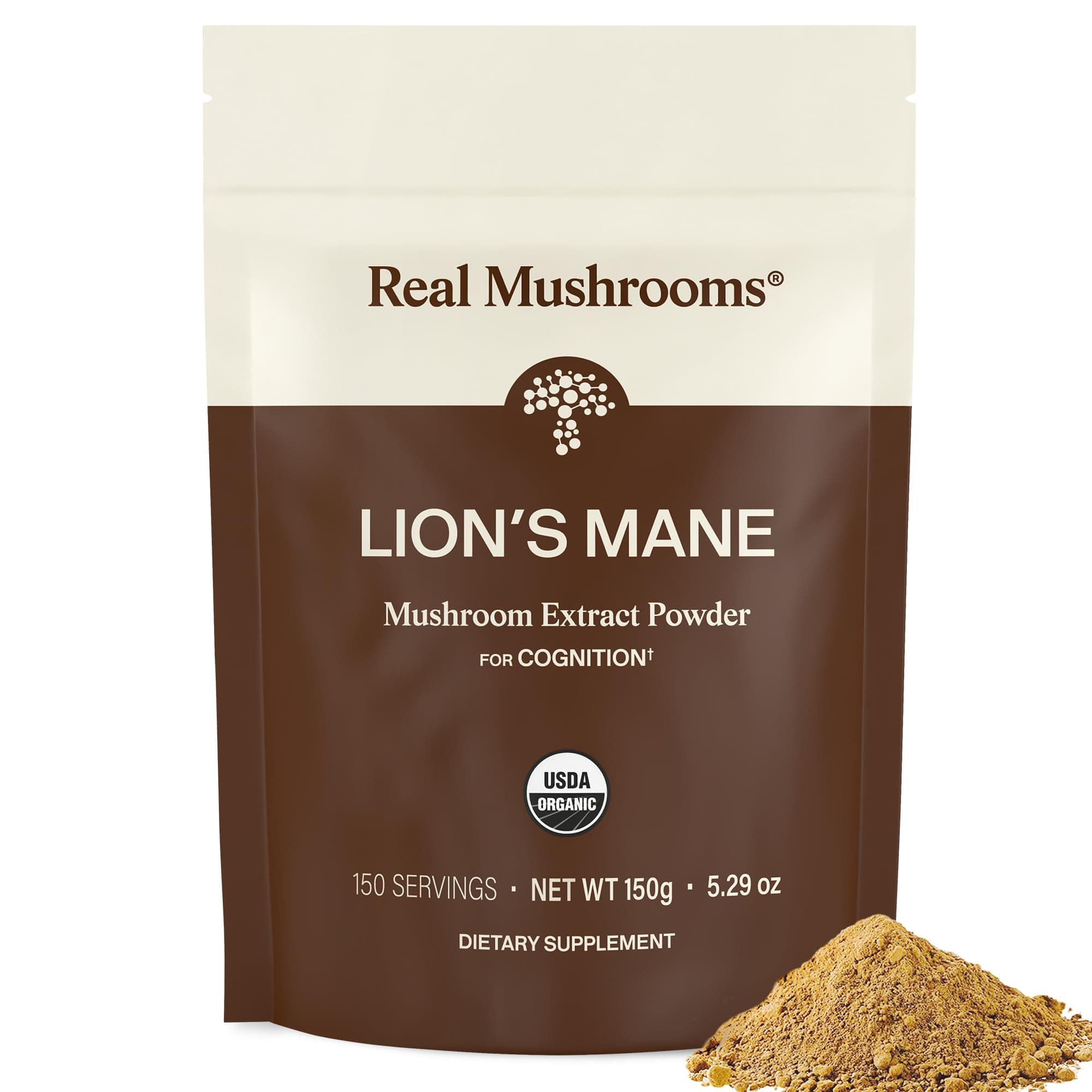 Real Mushrooms Lion's Mane Supplement Powder, 150 Servings