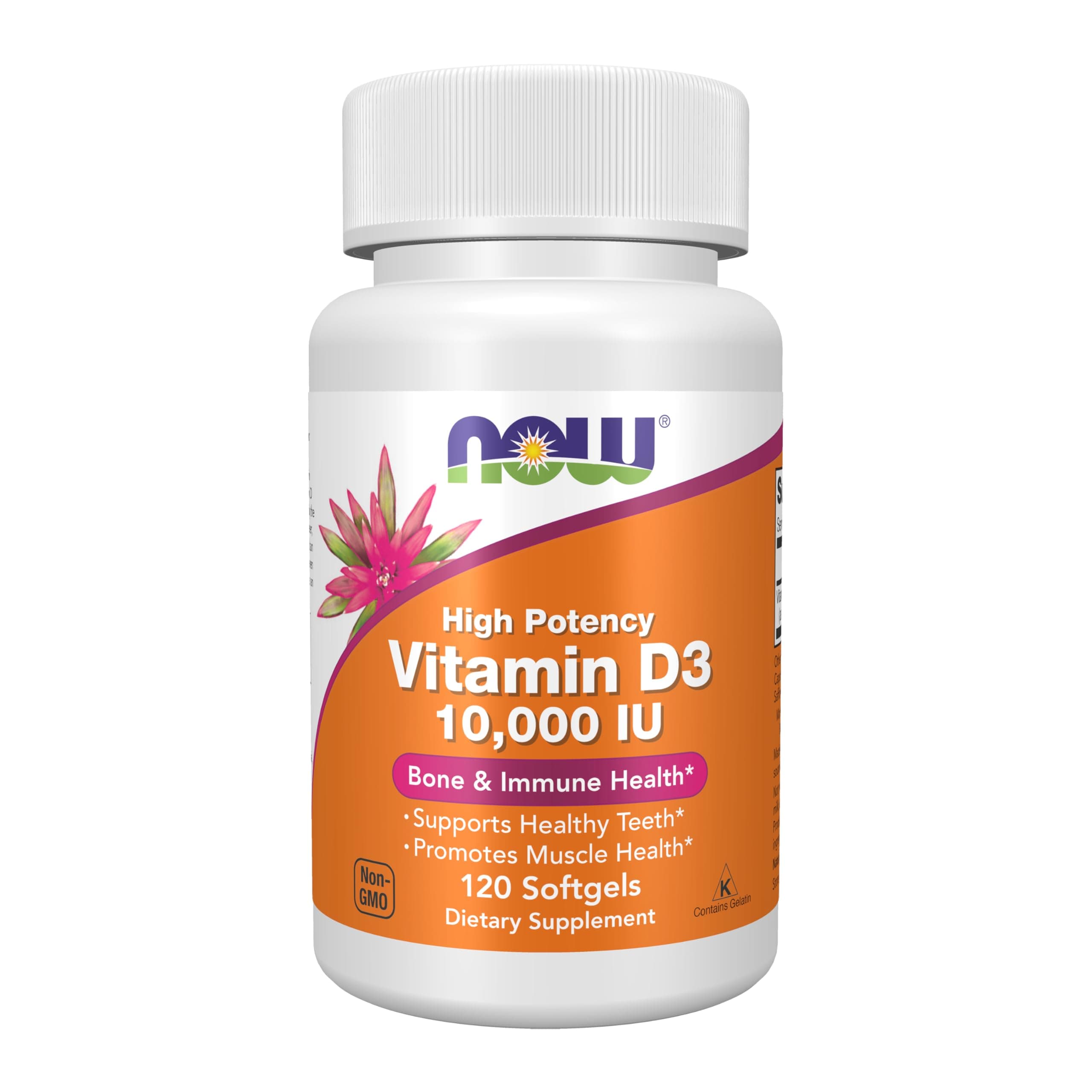 NOW Foods Vitamin D-3 10,000 IU Softgels, 120 Count