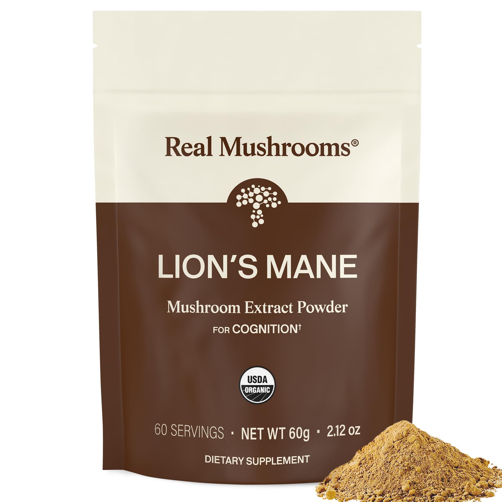 Real Mushrooms Lions Mane Mushroom Extract Powder, 60 Servings