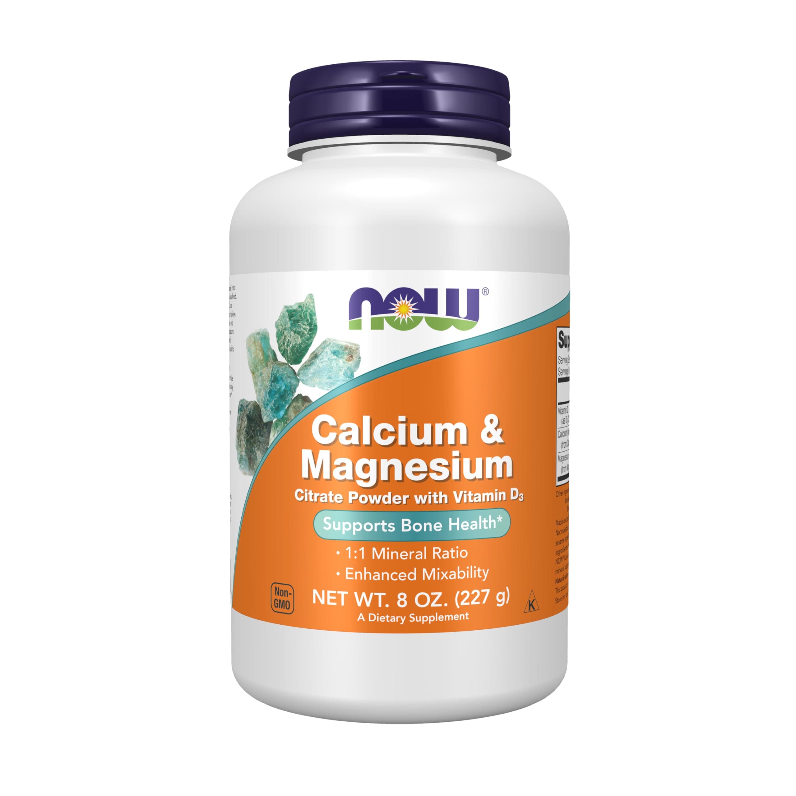 NOW Foods Calcium & Magnesium Citrate Powder with Vitamin D3, 8-Ounce