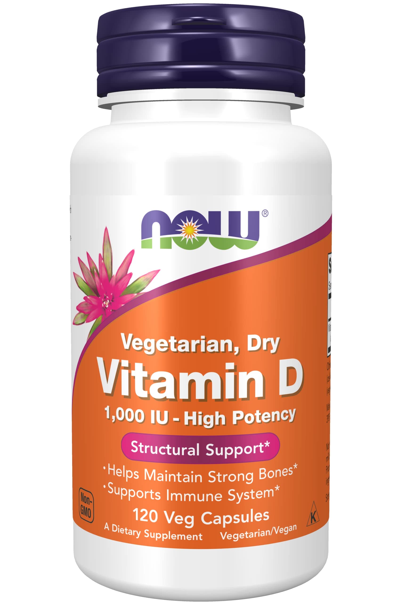 NOW Foods Vitamin D-2 1000 IU Vegcaps, 120 Count