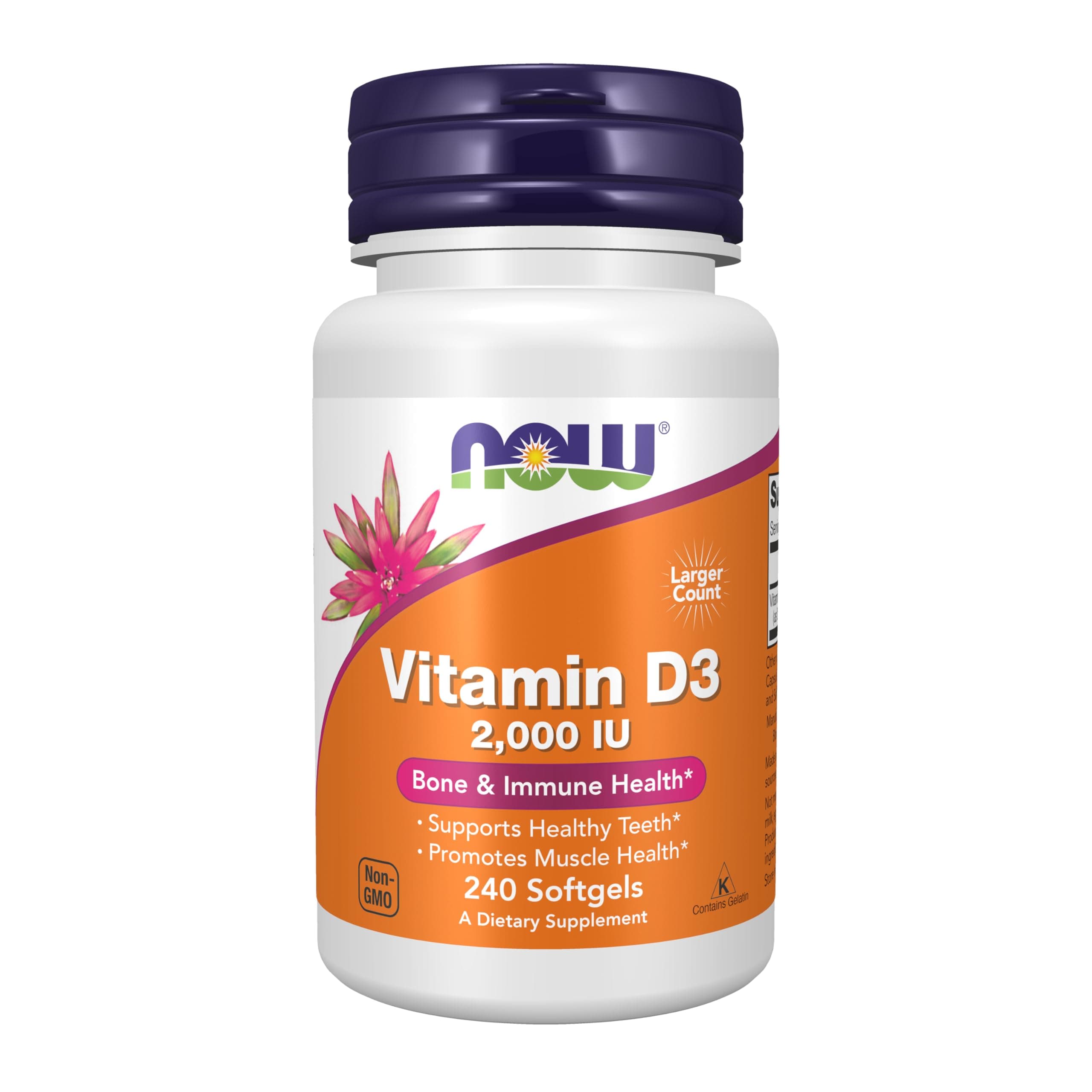 NOW Foods Vitamin D-3 2,000 IU Softgels, 240 Count