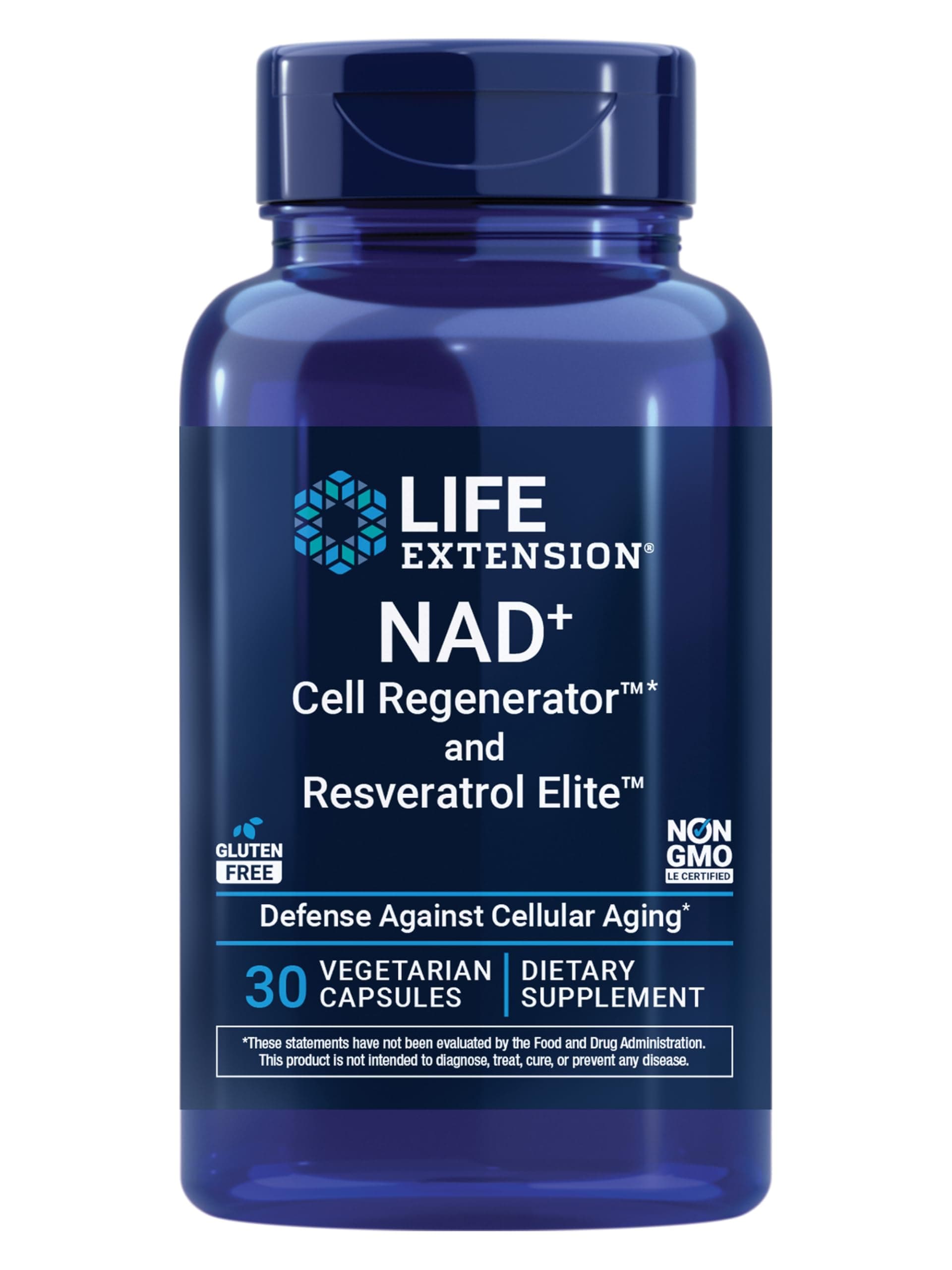 Life Extension NAD+ Cell Regenerator™ and Resveratrol Elite™*, nicotinamide riboside, Trans-resveratrol, quercetin, Fisetin, Heart Health, Healthy Aging, Vegetarian, Non-GMO, Gluten Free, 30 Capsules