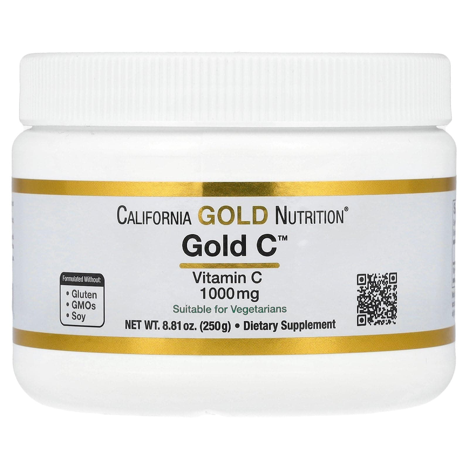 California Gold Nutrition Gold C Powder USP Grade Vitamin C Powder - Immune Support & Seasonal Wellness - Vegetarian Friendly - Gluten Free, Non-GMO - Quality Tested - 1000 mg - 8.81 oz (250 g)