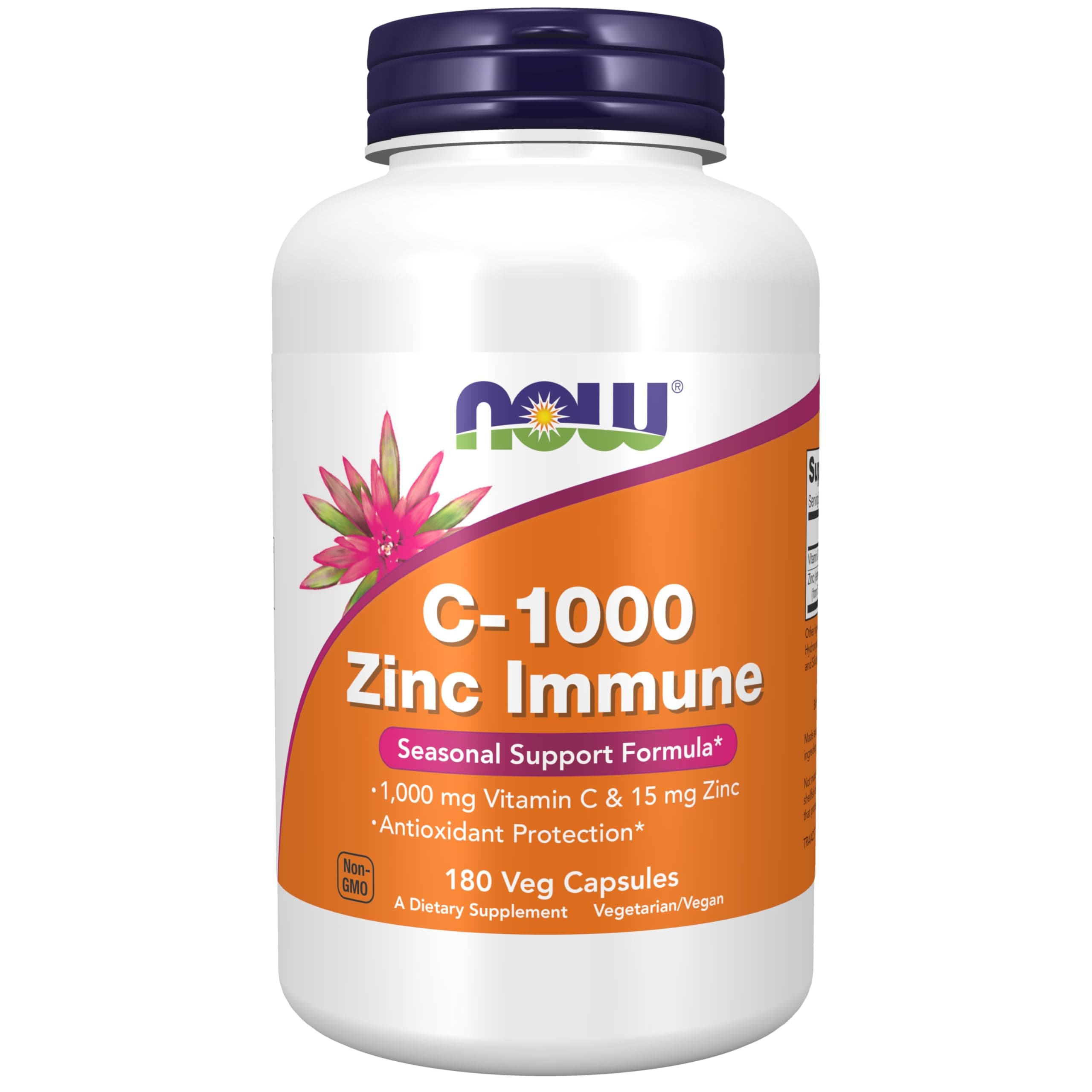 NOW Foods C-1000 & Zinc Immune Capsules, 180 Count