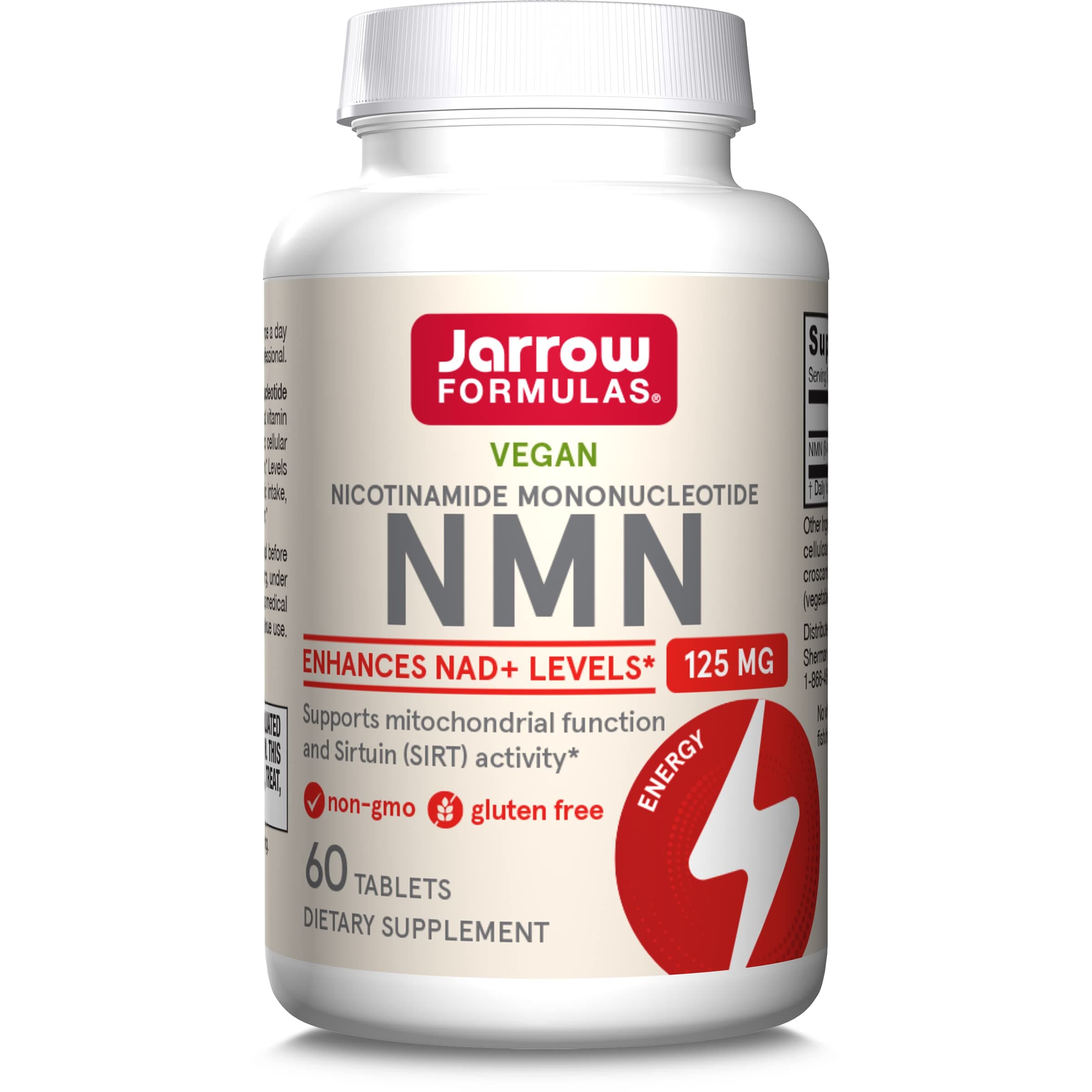 Jarrow Formulas Nicotinamide Mononucleotide (NMN) - 60 Tablets - Supports Energy Production - Dietary Supplement - Vegan, Gluten Free, Non-GMO - 60 Servings (Packaging May Vary)