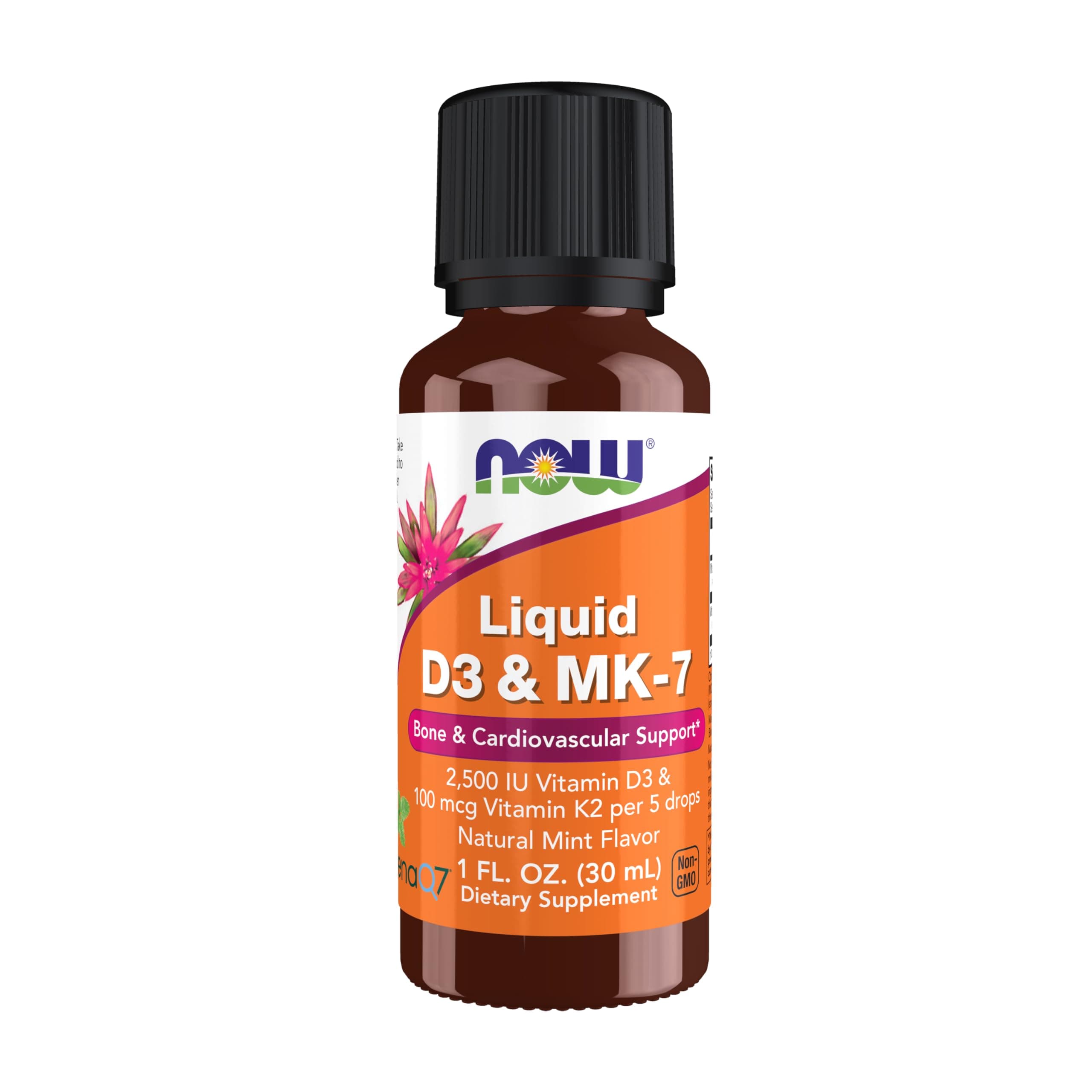 NOW Foods Liquid D-3 & MK-7, 2,500 IU Vitamin D-3 & 100 mcg Vitamin K-2, 1-Ounce