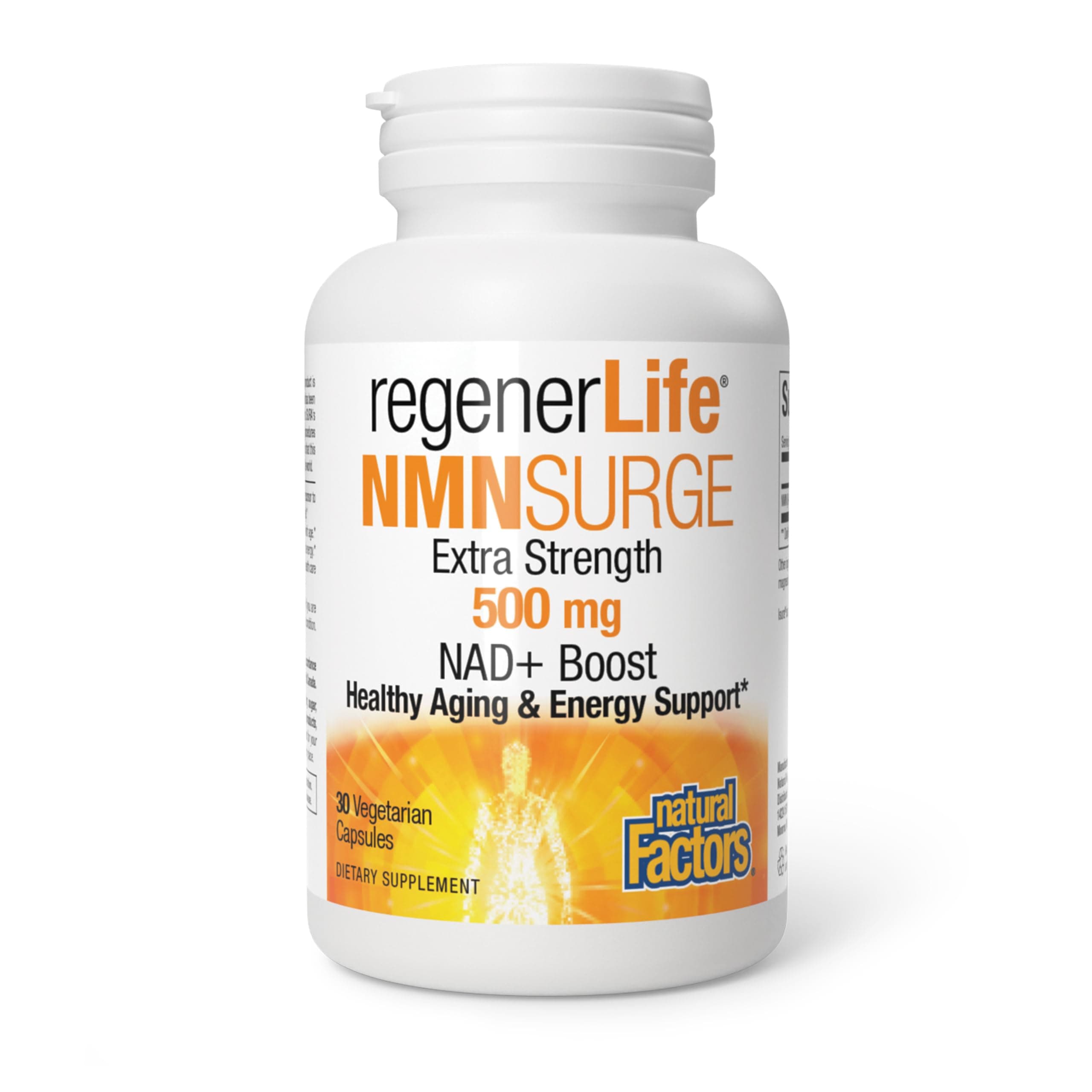 Natural Factors Regenerlife NMN NAD+ Boost, 500MG, 30 Vegetarian Capsules