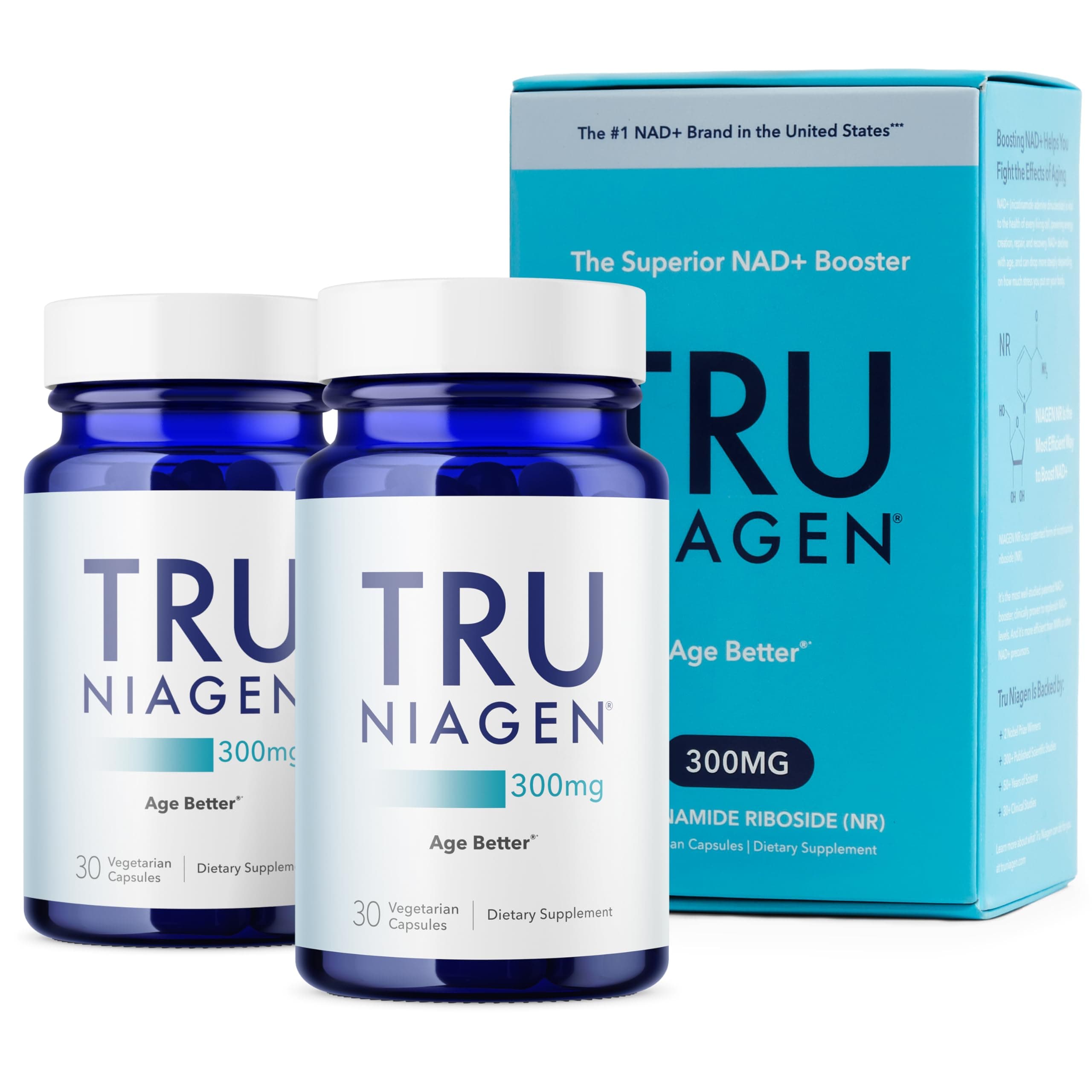 TRU NIAGEN NAD Supplement 300mg, 30 Servings, 2 Bottle