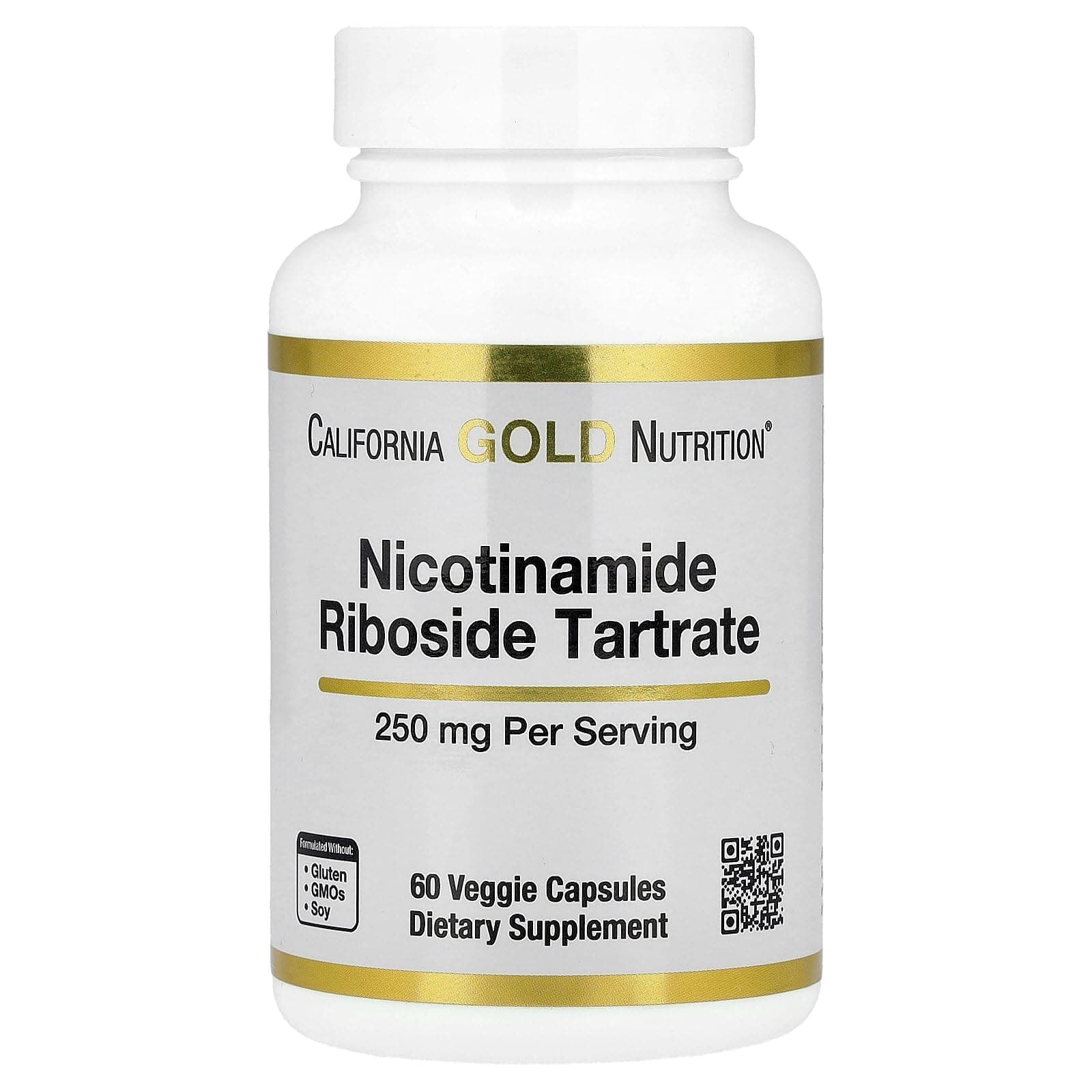 California Gold Nutrition Nicotinamide Riboside Tartrate, 250 mg, 60 Veggie Capsules