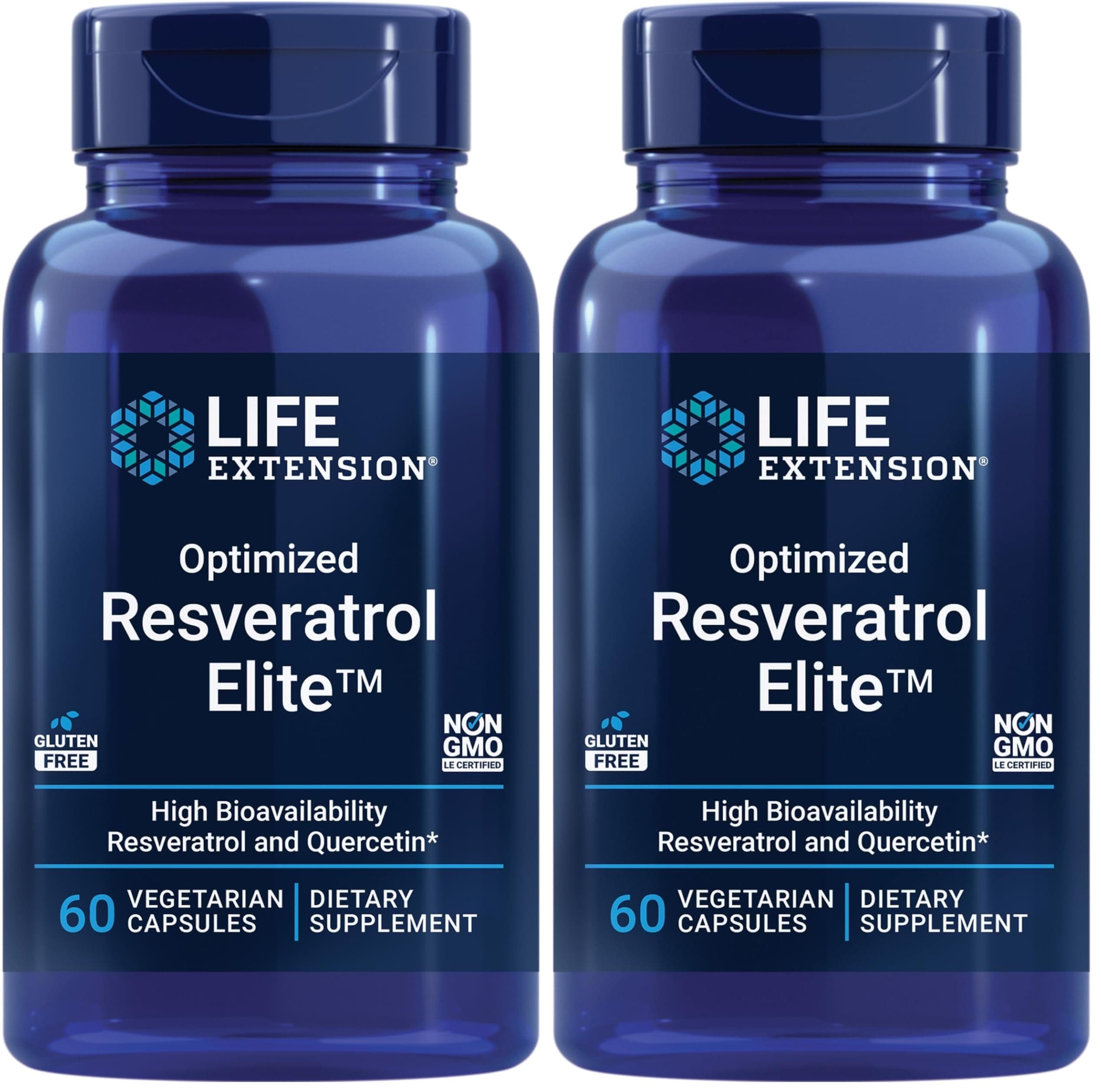 Life Extension Optimized Resveratrol Elite, 60 Capsules, Pack of 2