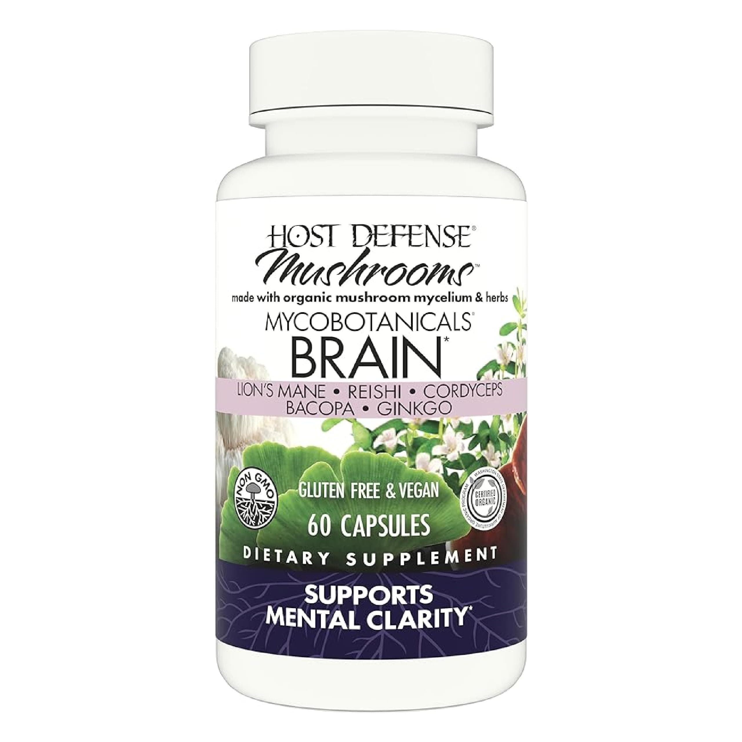 Host Defense MycoBotanicals Brain Capsules, 60 Count