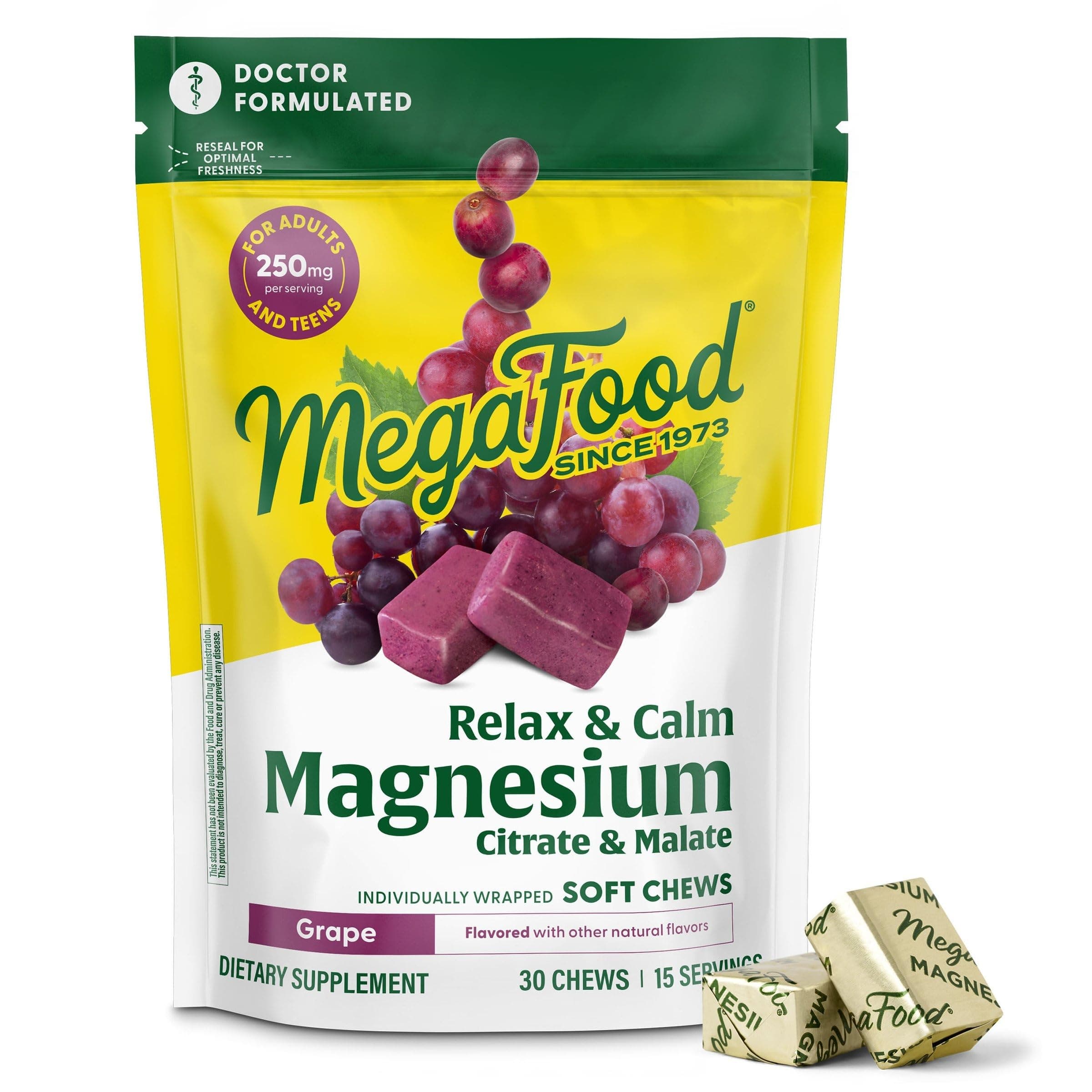 MegaFood Relax + Calm Magnesium Complex Soft Chews, 30 Count